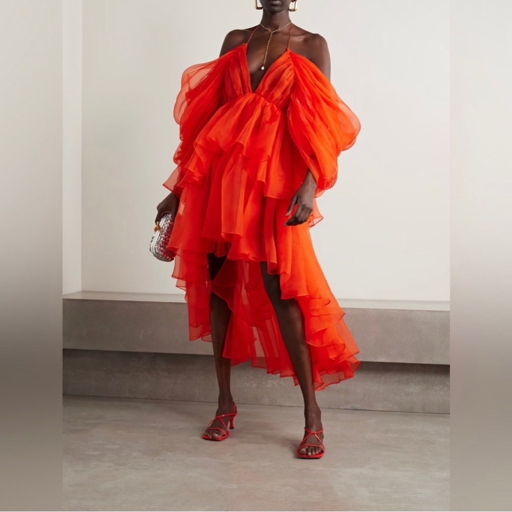 ZIMMERMANN Natura tiered gathered silk-organza halterneck dress